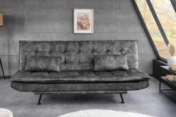 Modernes Schlafsofa JAZZ 190cm grau Samt 3-Sitzer Couch
