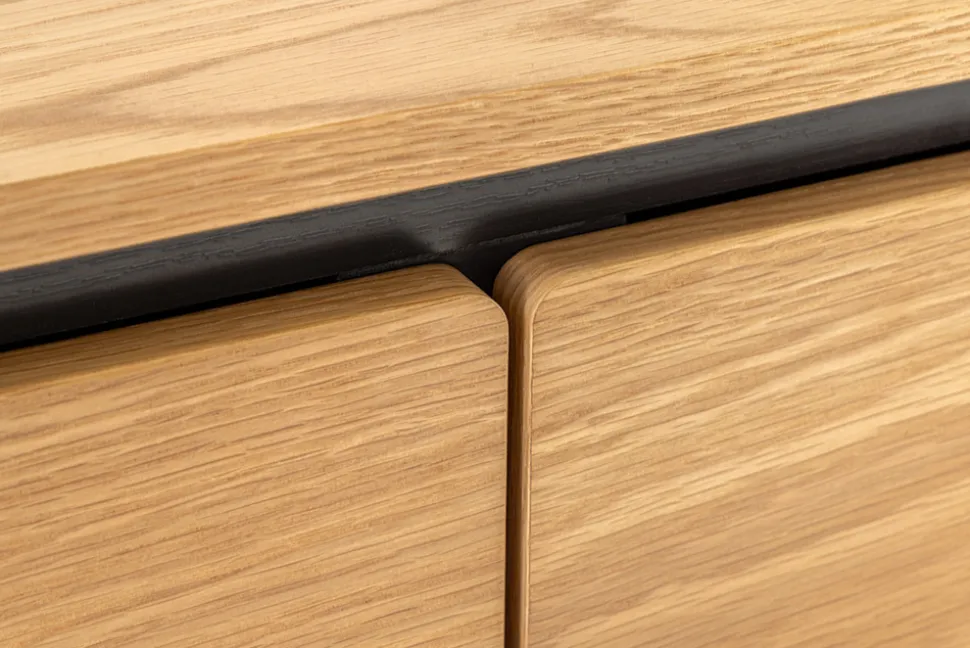 Modernes Sideboard ATELIER 120cm natur Eiche schwarz Metall vier Fächer