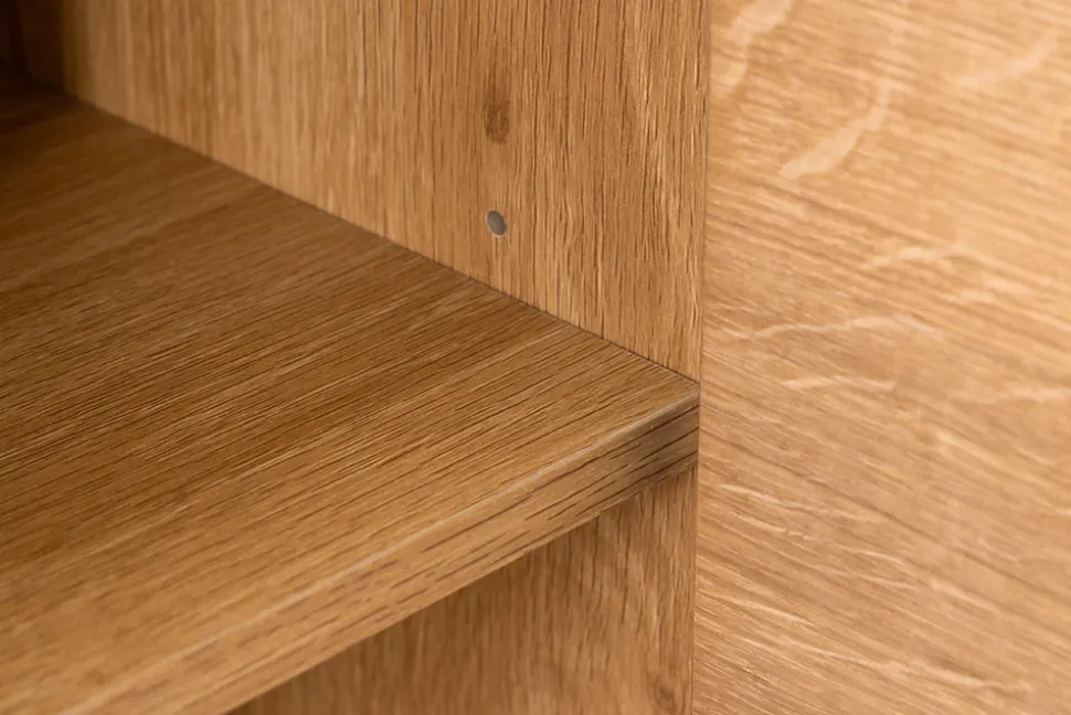 Modernes Sideboard ATELIER 120cm natur Eiche schwarz Metall vier Fächer