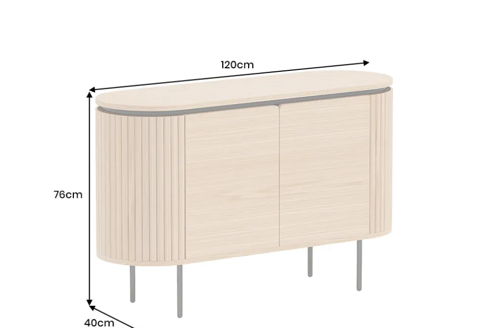 Modernes Sideboard ATELIER 120cm natur Eiche schwarz Metall vier Fächer