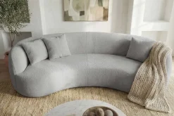 Modernes Sofa ATELIER 230cm grau Bouclé 3-Sitzer Couch inkl. Kissen