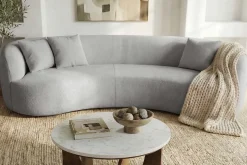 Modernes Sofa ATELIER 230cm grau Bouclé 3-Sitzer Couch inkl. Kissen