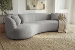 Modernes Sofa ATELIER 230cm grau Bouclé 3-Sitzer Couch inkl. Kissen
