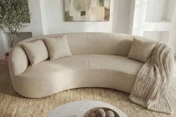 Modernes Sofa ATELIER 230cm beige Samt 3-Sitzer Couch inkl. Kissen