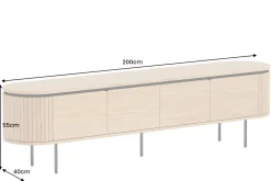 Modernes TV-Board ATELIER 200cm natur Eiche schwarz Metall Lowboard