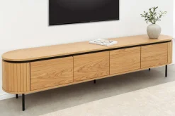 Modernes TV-Board ATELIER 200cm natur Eiche schwarz Metall Lowboard