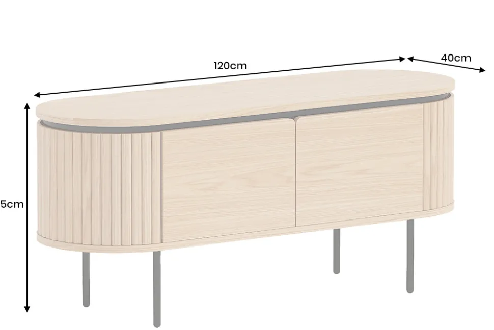 Modernes TV-Board ATELIER 120cm natur Eiche schwarz Metall Lowboard
