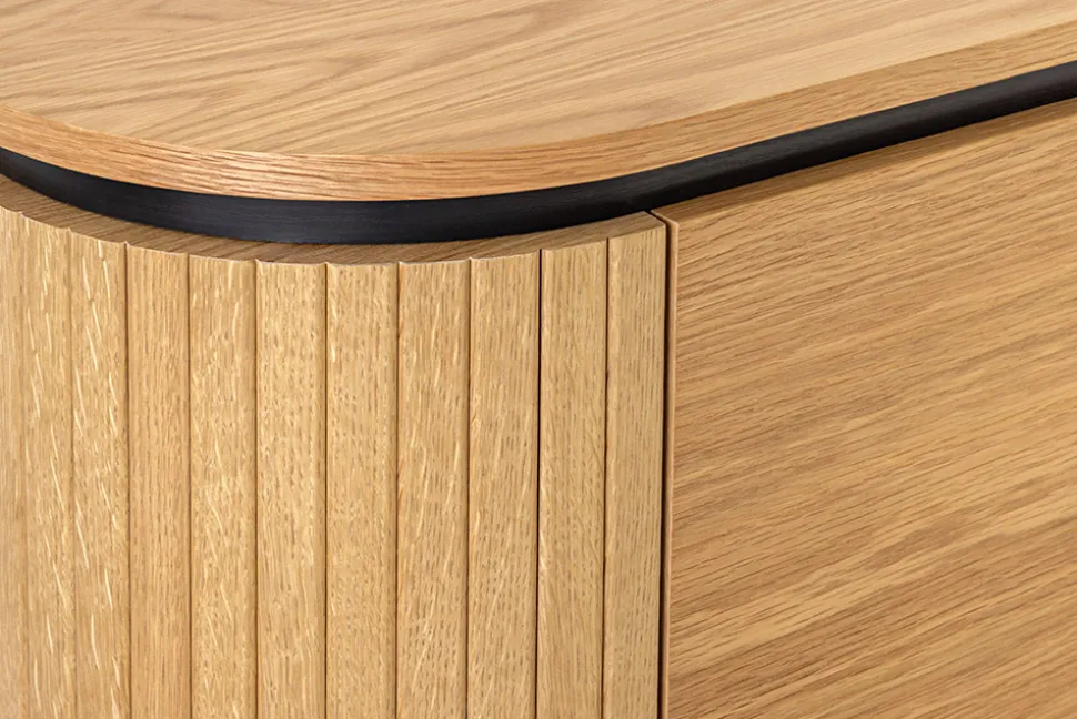 Modernes TV-Board ATELIER 120cm natur Eiche schwarz Metall Lowboard