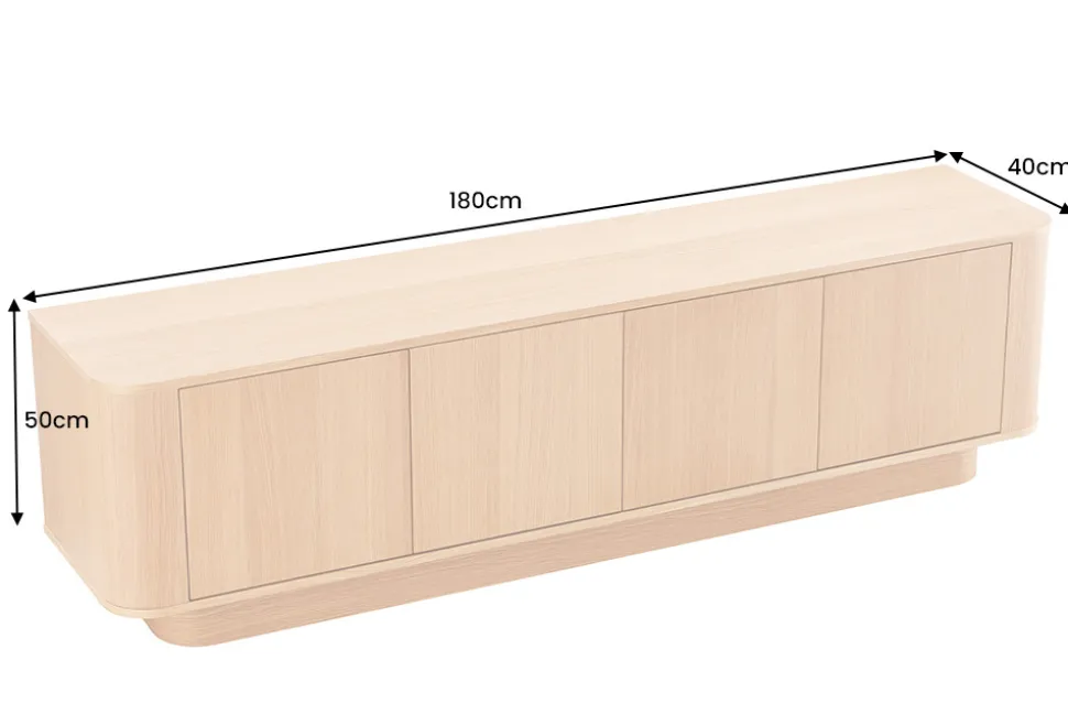 Modernes TV-Board VALHALLA WOOD 180cm natur Eichenholz Lowboard mit Stauraum