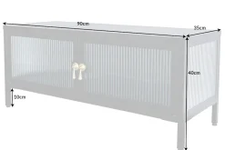 Modernes TV-Lowboard AMSTERDAM 90cm schwarz gold Riffelglas Metall Vitrine Schrank