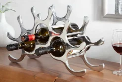 Modernes Weinregal FLAME 48cm silber für 10 Flaschen Flaschenhalter