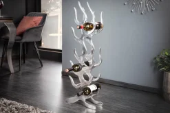 Modernes Weinregal FLAME 93cm silber für 9 Flaschen Flaschenhalter