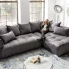 Modernes XXL Ecksofa CLAN 320cm anthrazit Samt Bigsofa inkl. Kissen