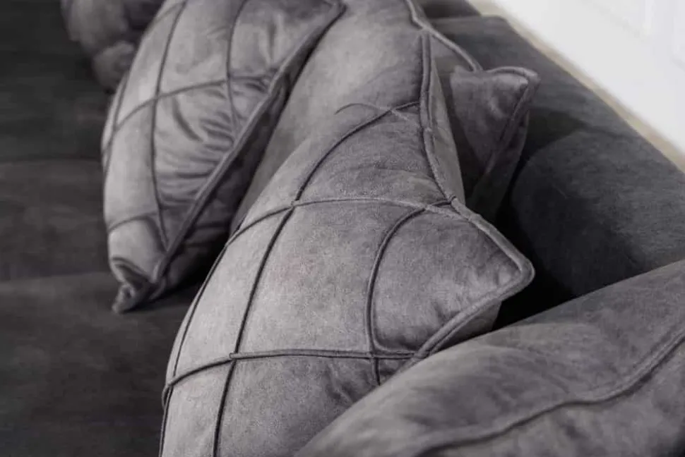 Modernes XXL Ecksofa DECADENCIA 320cm dunkelgrau Samt Bigsofa inkl. Kissen