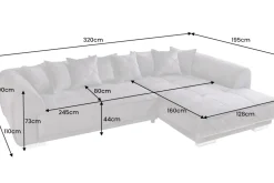 Modernes XXL Ecksofa DECADENCIA 320cm dunkelgrau Samt Bigsofa inkl. Kissen