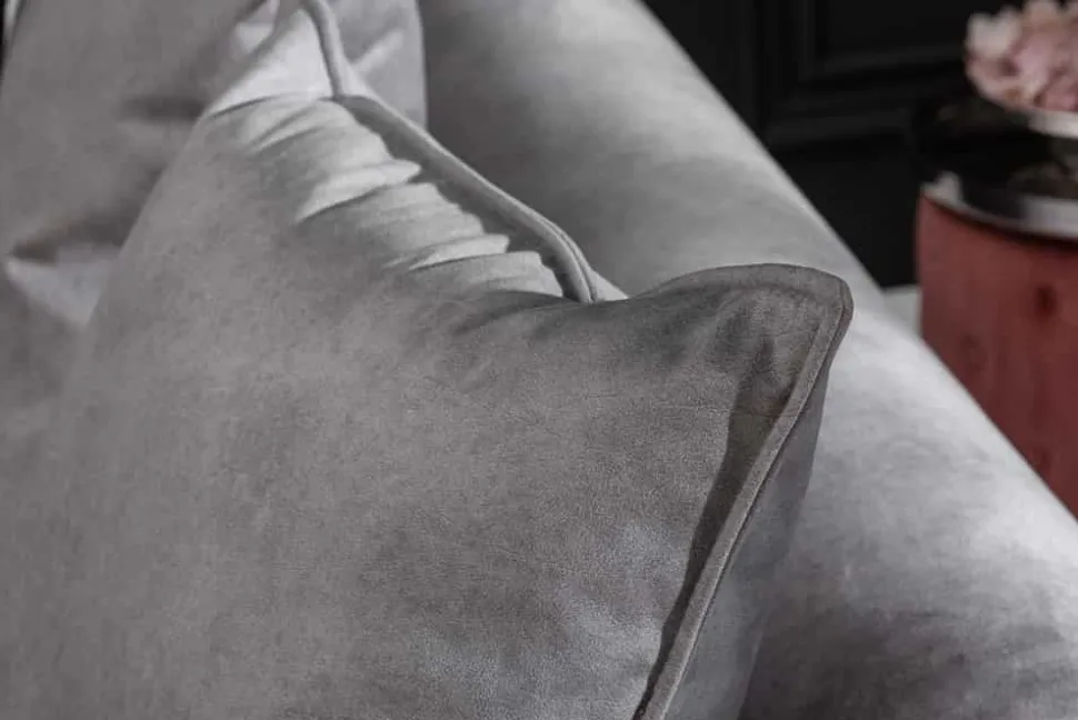 Modernes XXL Ecksofa DECADENCIA 320cm silbergrau Samt Bigsofa inkl. Kissen