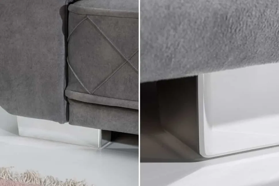 Modernes XXL Ecksofa DECADENCIA 320cm silbergrau Samt Bigsofa inkl. Kissen