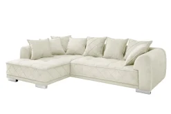 Modernes XXL Ecksofa DECADENCIA 320cm beige Samt Bigsofa inkl. Kissen