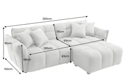 Modernes XXL Sofa CLOUD 260cm grau Bouclé Bigsofa Federkern inkl. Kissen