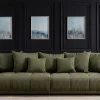 Modernes XXL Sofa ELEGANCIA 285cm grün Cord Federkern inklusive Kissen Bigsofa