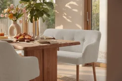 Nordische Sitzbank SCANDINAVIA MEISTERSTÜCK 115cm beige natur Massivholz mit Armlehne