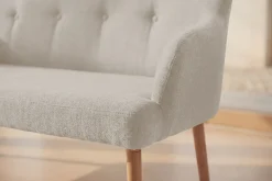 Nordische Sitzbank SCANDINAVIA MEISTERSTÜCK 115cm beige natur Massivholz mit Armlehne