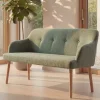 Nordische Sitzbank SCANDINAVIA MEISTERSTÜCK 115cm salbei natur Massivholz mit Armlehne