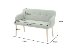 Nordische Sitzbank SCANDINAVIA MEISTERSTÜCK 115cm salbei natur Massivholz mit Armlehne