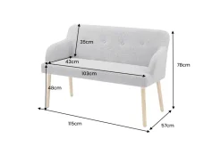 Nordische Sitzbank SCANDINAVIA MEISTERSTÜCK 115cm grau natur Massivholz mit Armlehne