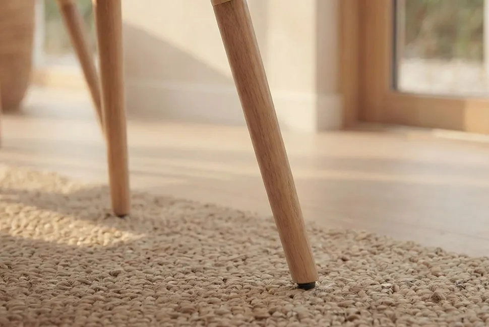 Nordischer Stuhl SCANDINAVIA MEISTERSTÜCK beige natur Strukturstoff Massivholzbeine