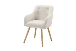 Nordischer Stuhl SCANDINAVIA MEISTERSTÜCK beige natur Strukturstoff Massivholzbeine