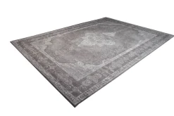 Orientalischer Baumwoll-Teppich PURE UNIQUE XXL 350x240cm antik-hellgrau geometrische Muster