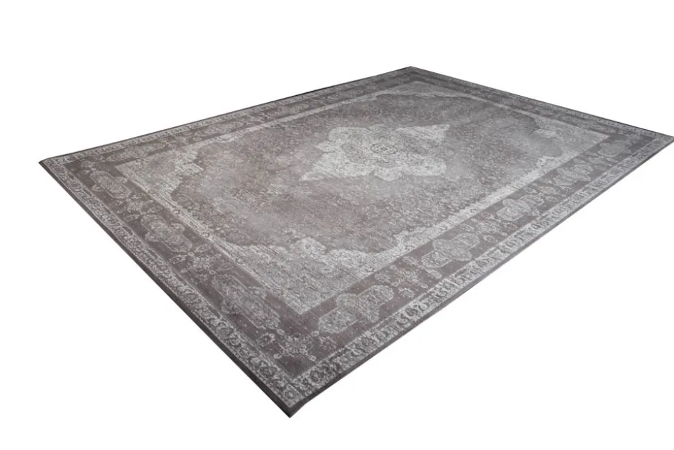 Orientalischer Baumwoll-Teppich PURE UNIQUE XXL 350x240cm antik-hellgrau geometrische Muster
