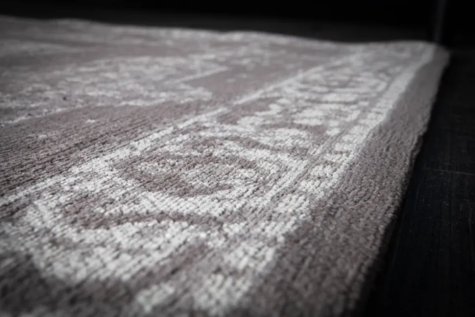 Orientalischer Baumwoll-Teppich PURE UNIQUE XXL 350x240cm antik-hellgrau geometrische Muster