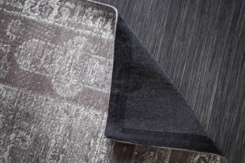 Orientalischer Baumwoll-Teppich PURE UNIQUE XXL 350x240cm antik-hellgrau geometrische Muster