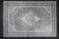 Orientalischer Baumwoll-Teppich PURE UNIQUE XXL 350x240cm antik-hellgrau geometrische Muster
