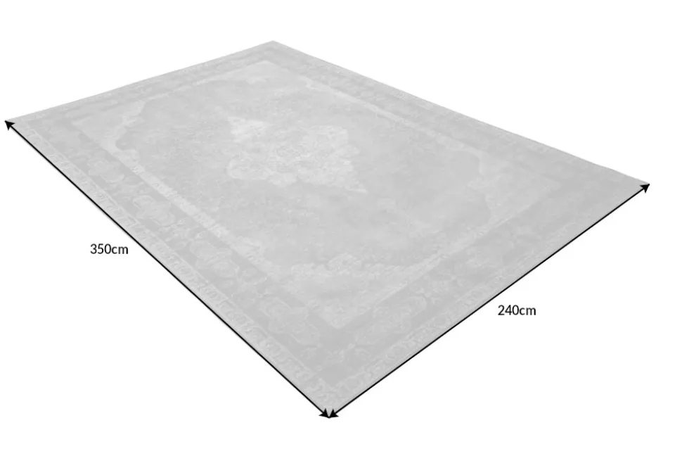 Orientalischer Baumwoll-Teppich PURE UNIQUE XXL 350x240cm antik-hellgrau geometrische Muster