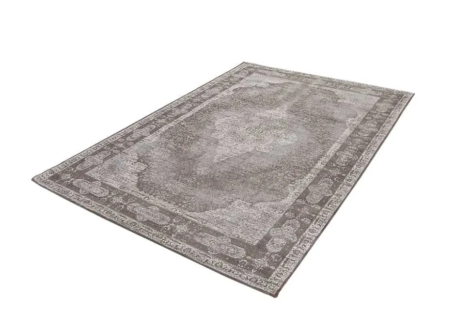 Orientalischer Baumwoll-Teppich PURE UNIQUE 240x160cm hellgrau geometrische Muster