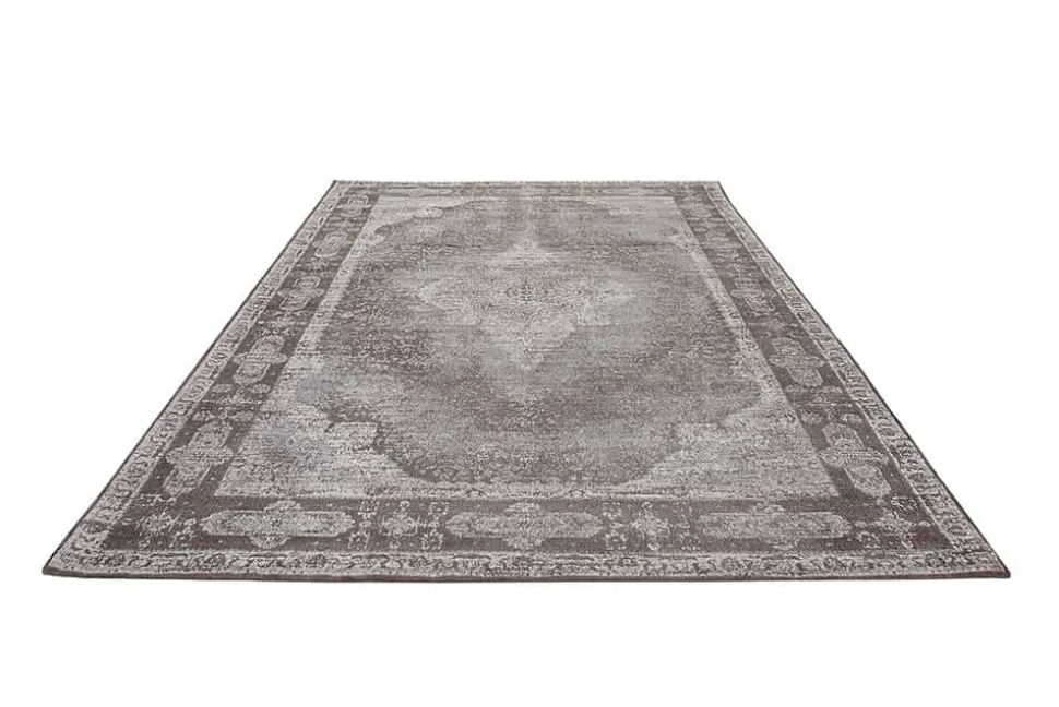 Orientalischer Baumwoll-Teppich PURE UNIQUE 240x160cm hellgrau geometrische Muster
