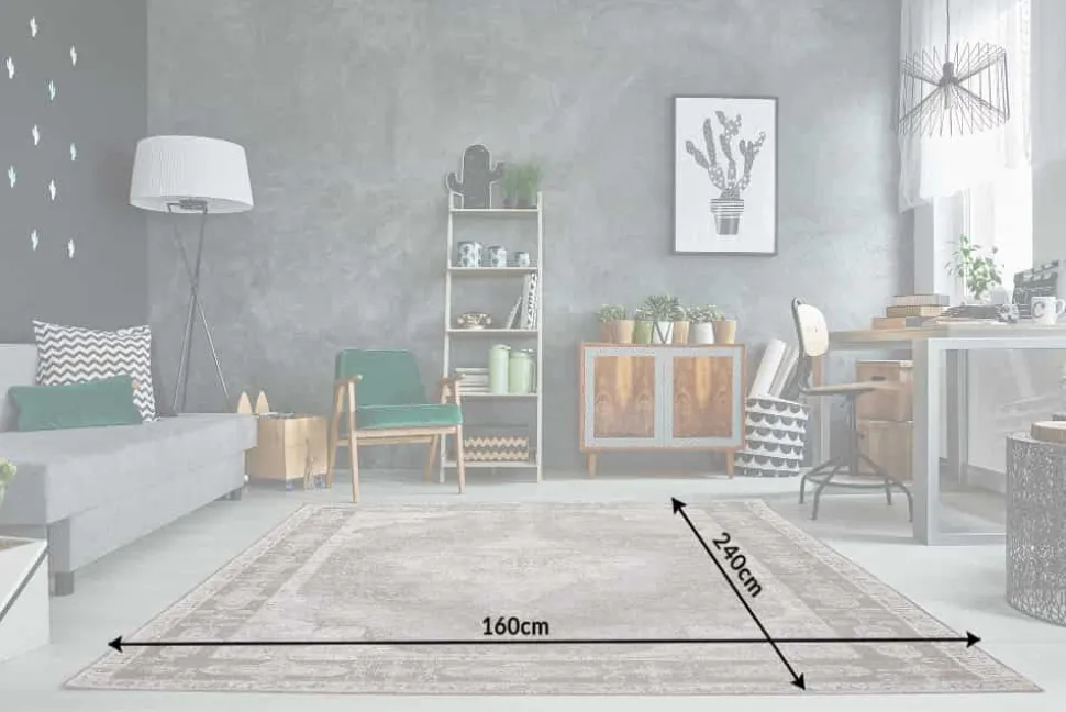 Orientalischer Baumwoll-Teppich PURE UNIQUE 240x160cm hellgrau geometrische Muster