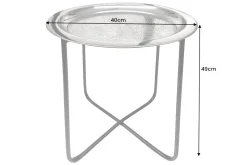 Orientalischer Beistelltisch CASABLANCA 50cm silber schwarz Tablett abnehmbar klappbar