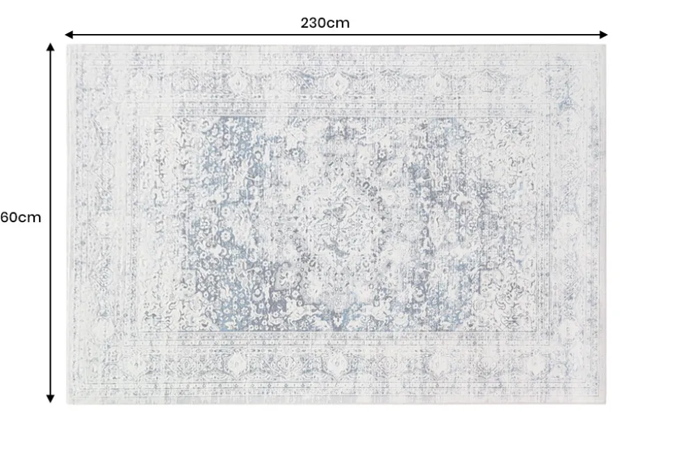 Orientalischer Teppich OLD MARRAKESCH 230x160cm grau blau Flachgewebe Used Look