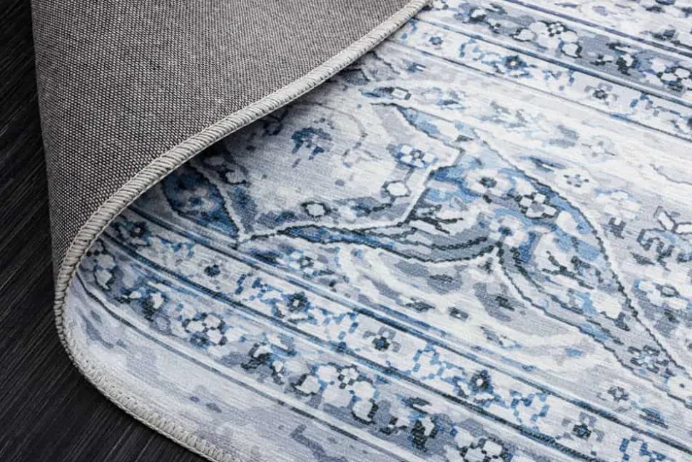 Orientalischer Teppich OLD MARRAKESCH 230x160cm grau blau Flachgewebe Used Look