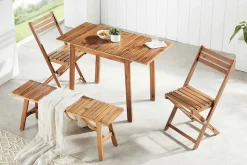 Outdoor Balkontisch BALI 110cm natur honey Akazienholz ausklappbar wetterfest
