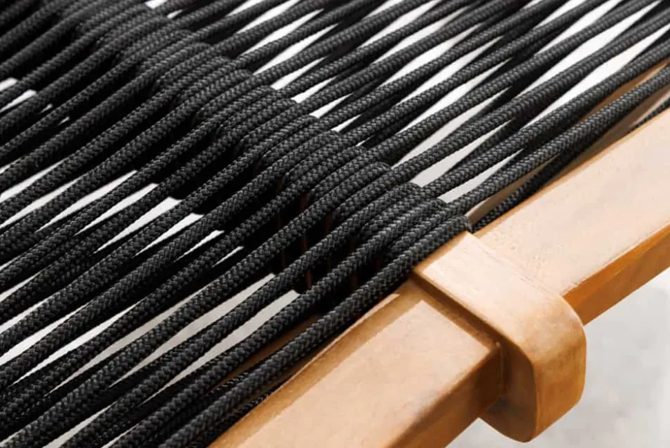 Outdoor Gartenbank BALI ROPE 120cm natur anthrazit Akazie 2-Sitzer