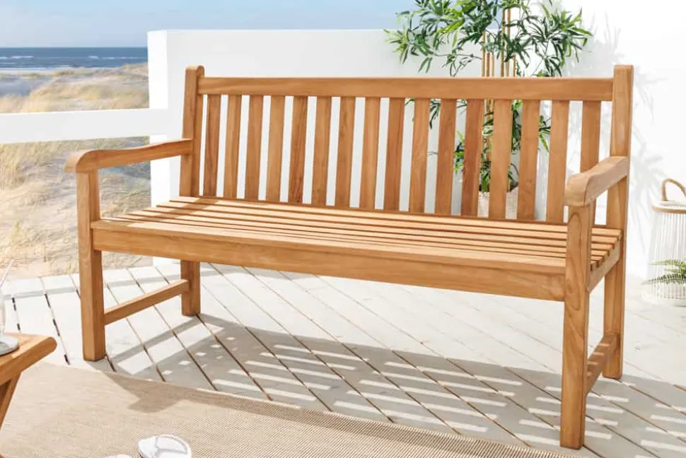Outdoor Gartenbank EMPIRE TEAK 150cm natur Massivholz