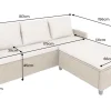 Outdoor Garten-Lounge MONACO 190cm natur Polyrattan Sitzecke inkl. Kissen wetterfest