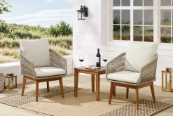 Outdoor Gartenlounge ROPE natur taupe Akazie 2er-Sitzgruppe inkl. Tisch und Kissen