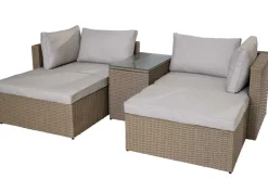 Outdoor Gartenlounge Set XXL MODULAR natur Polyrattan Sitzgruppe wetterfest inkl. Kissen