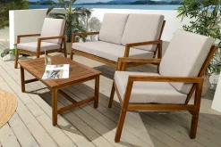 Outdoor Garten-Sitzgruppe BALI 110cm natur honey finish Akazie Massivholz wetterfest